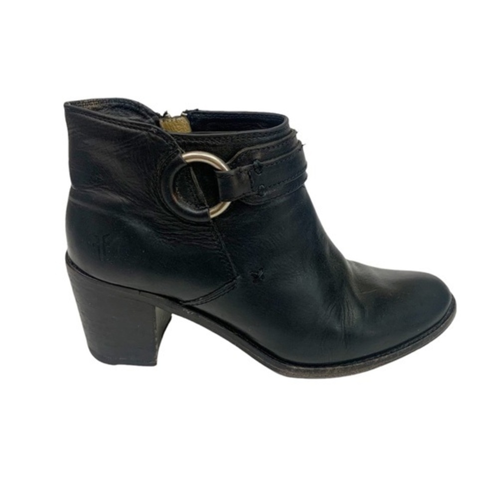 Frye Ankle Boots Janis Ring Leather Heeled Short Women’s Black Size 6.5